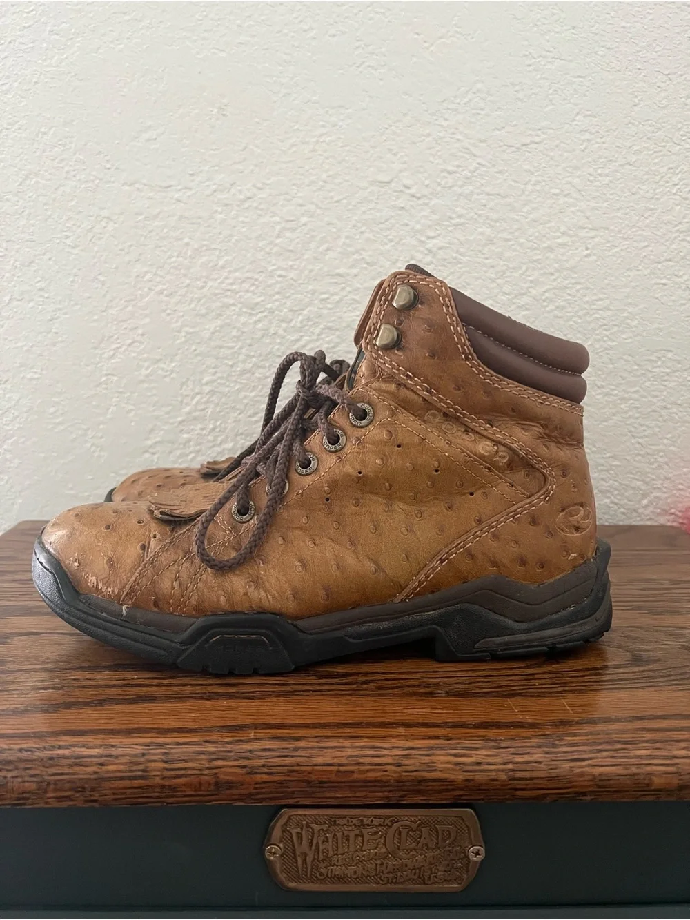 Vintage Roper Men's Stirrup Ostrich Print Chukka Casual Ankle Boots Size 10